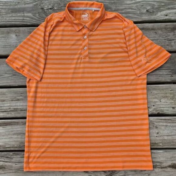 Puma Men's Short Sleeve Orange Golf Polo - Large - Picture 1 of 6